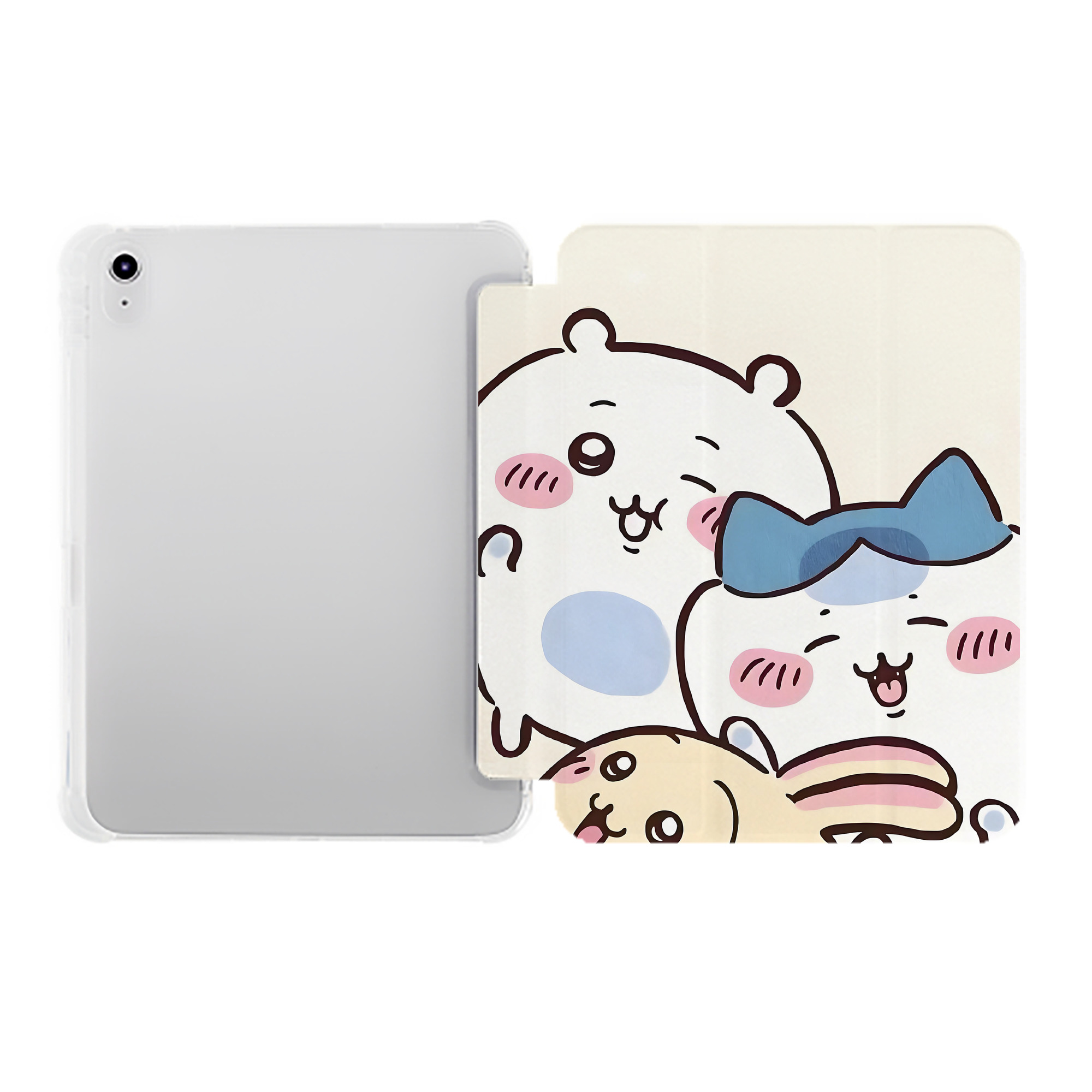 （画像用） ちいかわ Chii-kawa IPad ケース ペン収納付き 三つ折りスタンド PUレザー×シリコン 対応機種9.5/10.5/10.9インチ